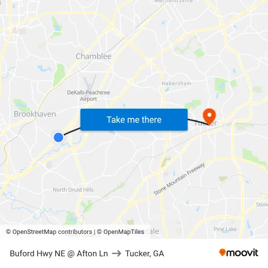 Buford Hwy NE @ Afton Ln to Tucker, GA map