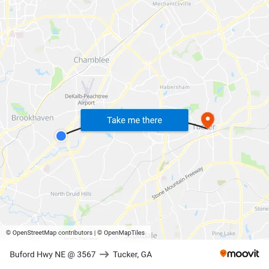Buford Hwy NE @ 3567 to Tucker, GA map