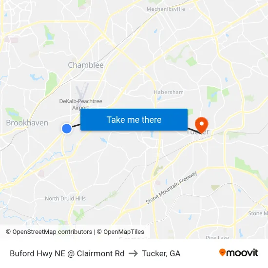 Buford Hwy NE @ Clairmont Rd to Tucker, GA map