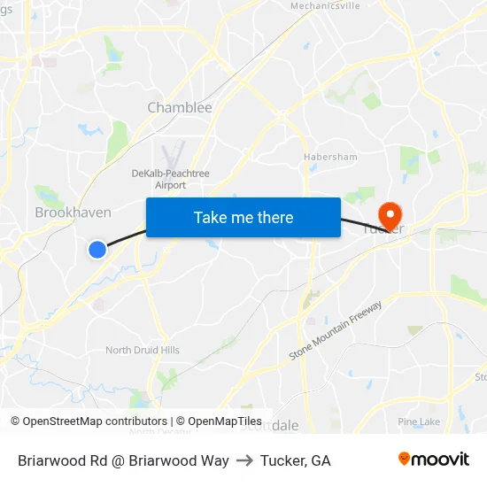 Briarwood Rd @ Briarwood Way to Tucker, GA map