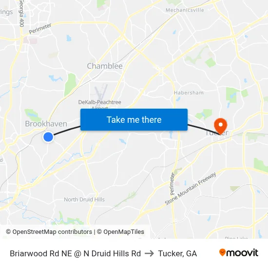 Briarwood Rd NE @ N Druid Hills Rd to Tucker, GA map