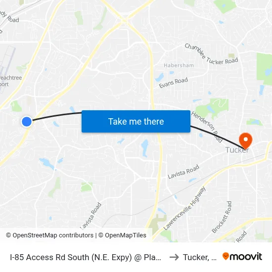 I-85 Access Rd South (N.E. Expy) @ Plaster Rd to Tucker, GA map