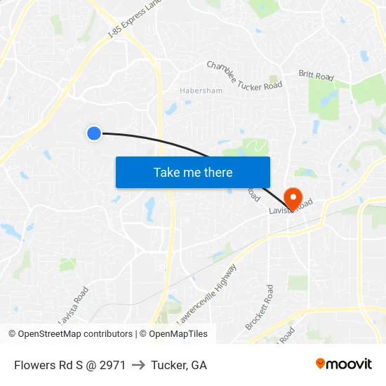 Flowers Rd S @ 2971 to Tucker, GA map