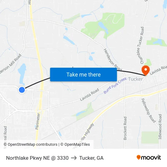 Northlake Pkwy NE @ 3330 to Tucker, GA map