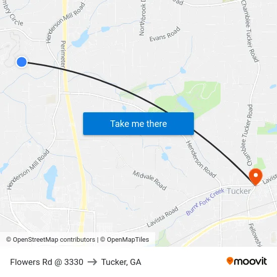 Flowers Rd @ 3330 to Tucker, GA map