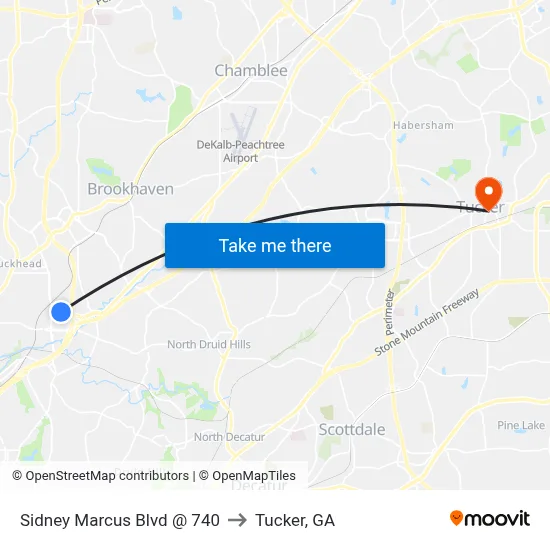 Sidney Marcus Blvd @ 740 to Tucker, GA map