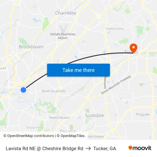 Lavista Rd NE @ Cheshire Bridge Rd to Tucker, GA map