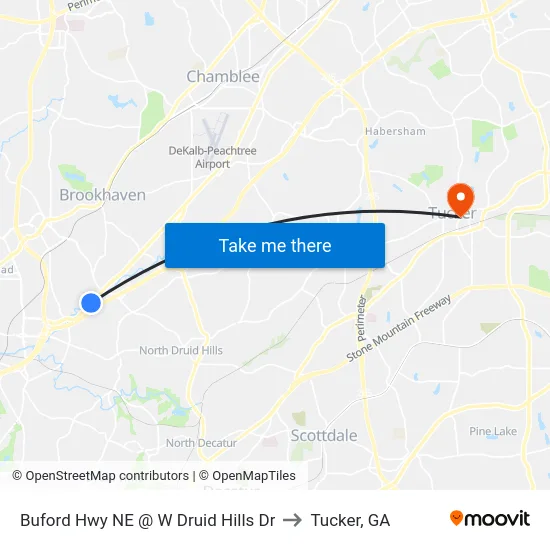 Buford Hwy NE @ W Druid Hills Dr to Tucker, GA map