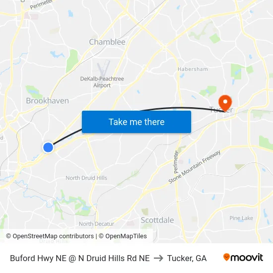 Buford Hwy NE @ N Druid Hills Rd NE to Tucker, GA map