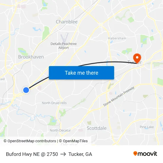 Buford Hwy NE @ 2750 to Tucker, GA map