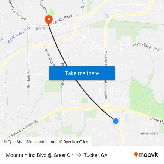 Mountain Ind Blvd @ Greer Cir to Tucker, GA map