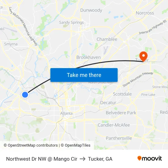 Northwest Dr NW @ Mango Cir to Tucker, GA map