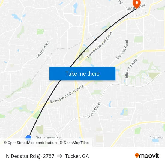 N Decatur Rd @ 2787 to Tucker, GA map