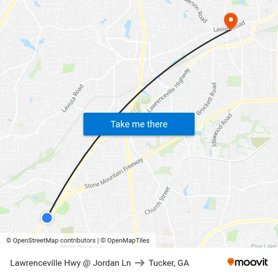 Lawrenceville Hwy @ Jordan Ln to Tucker, GA map