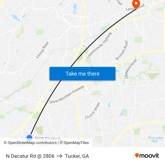 N Decatur Rd @ 2806 to Tucker, GA map