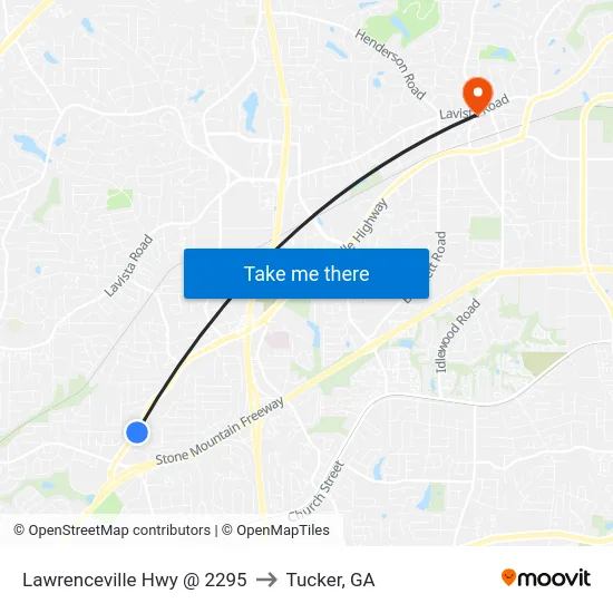 Lawrenceville Hwy @ 2295 to Tucker, GA map