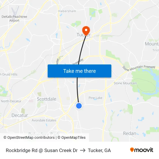 Rockbridge Rd @ Susan Creek Dr to Tucker, GA map