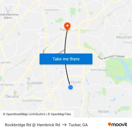 Rockbridge Rd @ Hambrick Rd to Tucker, GA map