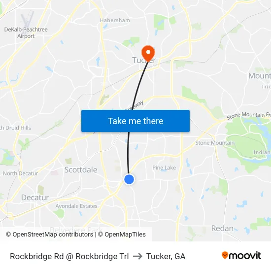 Rockbridge Rd @ Rockbridge Trl to Tucker, GA map
