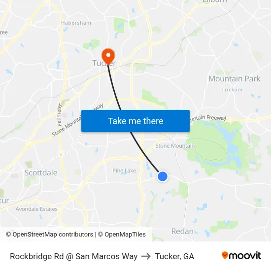 Rockbridge Rd @ San Marcos Way to Tucker, GA map