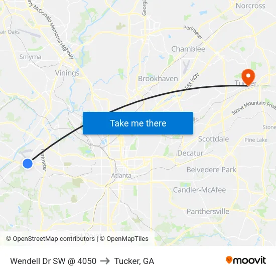 Wendell Dr SW @ 4050 to Tucker, GA map