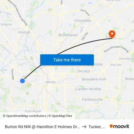 Burton Rd NW @ Hamilton E Holmes Dr N to Tucker, GA map