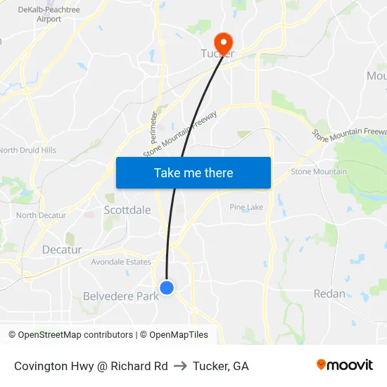 Covington Hwy @ Richard Rd to Tucker, GA map