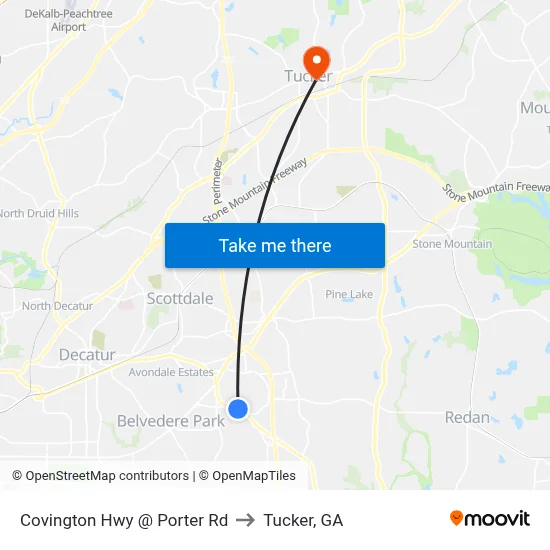 Covington Hwy @ Porter Rd to Tucker, GA map