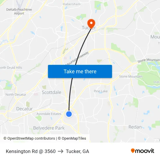 Kensington Rd @ 3560 to Tucker, GA map