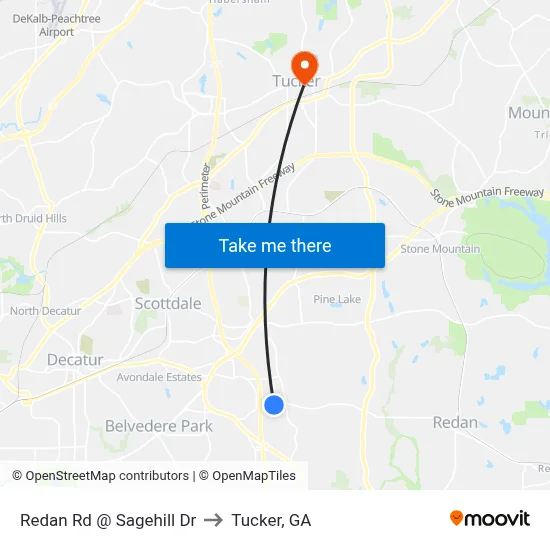 Redan Rd @ Sagehill Dr to Tucker, GA map