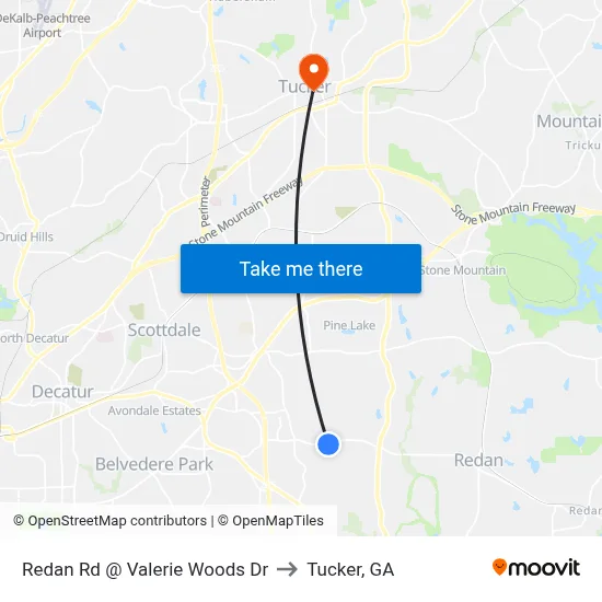Redan Rd @ Valerie Woods Dr to Tucker, GA map