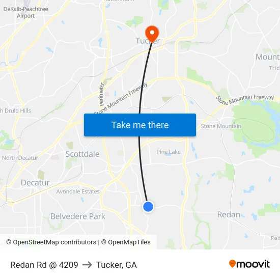Redan Rd @ 4209 to Tucker, GA map