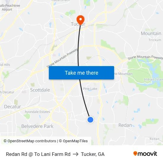 Redan Rd @ To Lani Farm Rd to Tucker, GA map
