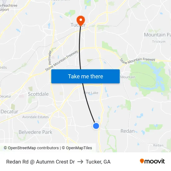 Redan Rd @ Autumn Crest Dr to Tucker, GA map