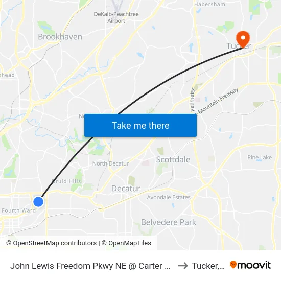 John Lewis Freedom Pkwy NE @ Carter Center Entr to Tucker, GA map