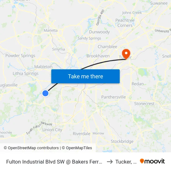 Fulton Industrial Blvd SW @ Bakers Ferry Rd (S) to Tucker, GA map