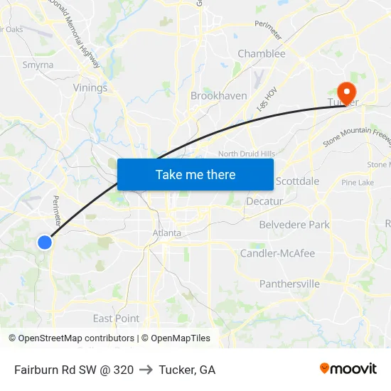 Fairburn Rd SW @ 320 to Tucker, GA map
