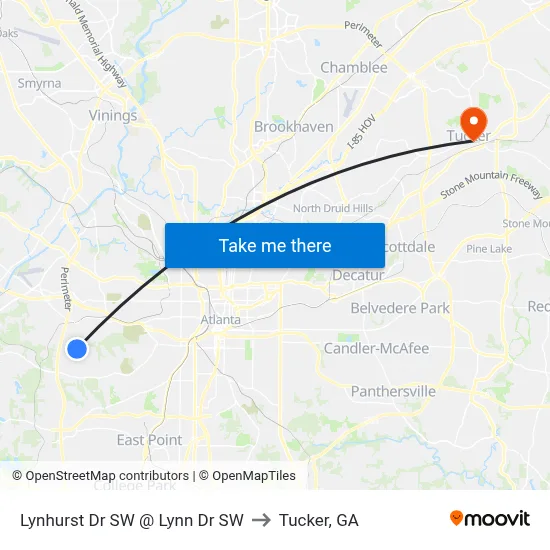 Lynhurst Dr SW @ Lynn Dr SW to Tucker, GA map