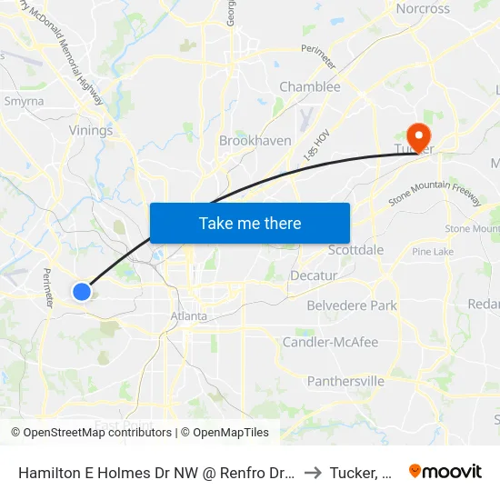 Hamilton E Holmes Dr NW @ Renfro Dr N to Tucker, GA map
