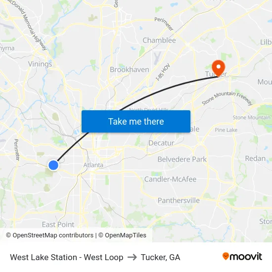 West Lake Station - West Loop to Tucker, GA map