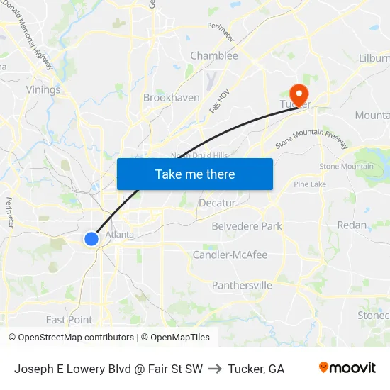 Joseph E Lowery Blvd @ Fair St SW to Tucker, GA map