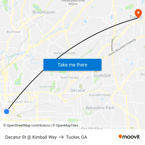 Decatur St @ Kimball Way to Tucker, GA map