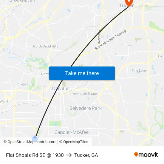 Flat Shoals Rd SE @ 1930 to Tucker, GA map
