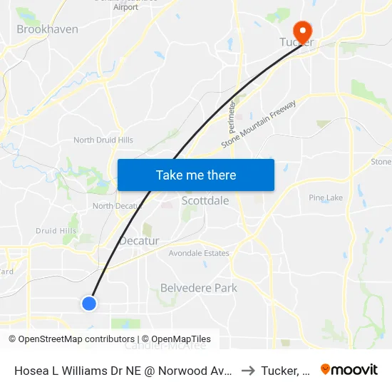 Hosea L Williams Dr NE @ Norwood Ave NE to Tucker, GA map