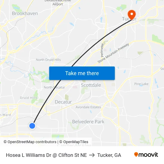 Hosea L Williams Dr @ Clifton St NE to Tucker, GA map
