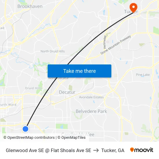 Glenwood Ave SE @ Flat Shoals Ave SE to Tucker, GA map