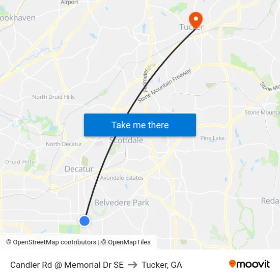 Candler Rd @ Memorial Dr SE to Tucker, GA map