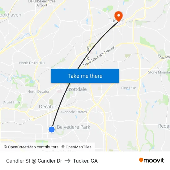 Candler St @ Candler Dr to Tucker, GA map