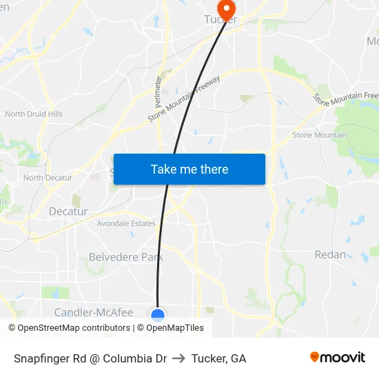 Snapfinger Rd @ Columbia Dr to Tucker, GA map