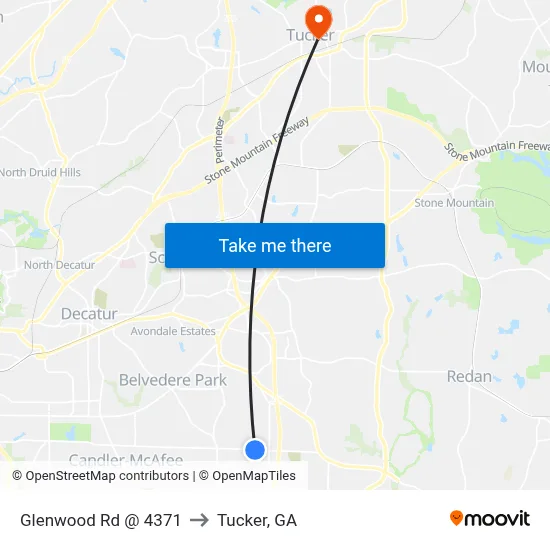 Glenwood Rd @ 4371 to Tucker, GA map
